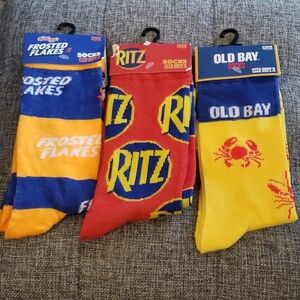 Trio of Crew Socks Old Bay Seasoning, Kellogg's Frosted Flakes & Ritz Crackers